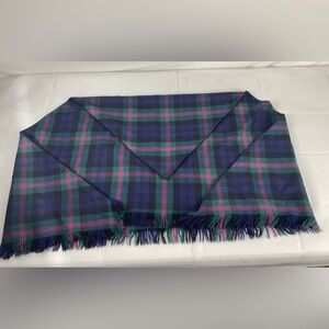 Vintage Oversized Triangle Tartan Plaid Blanket Scarf Shawl Fringe Scotland